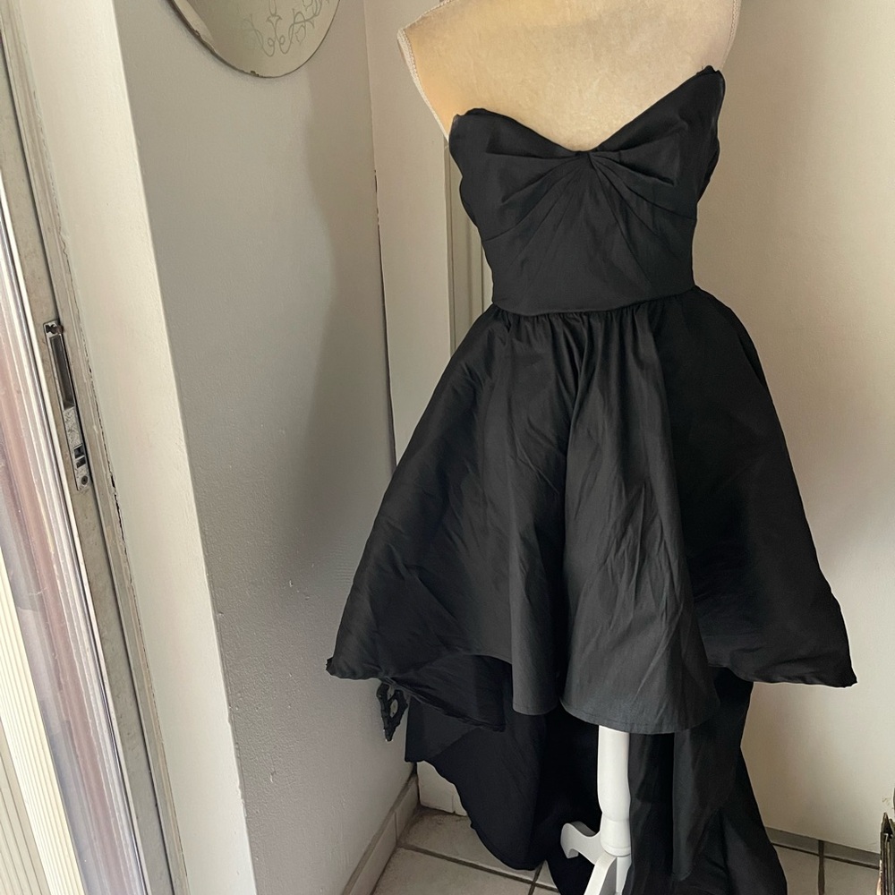 Windsor Elegant Black Strapless High Low Dress